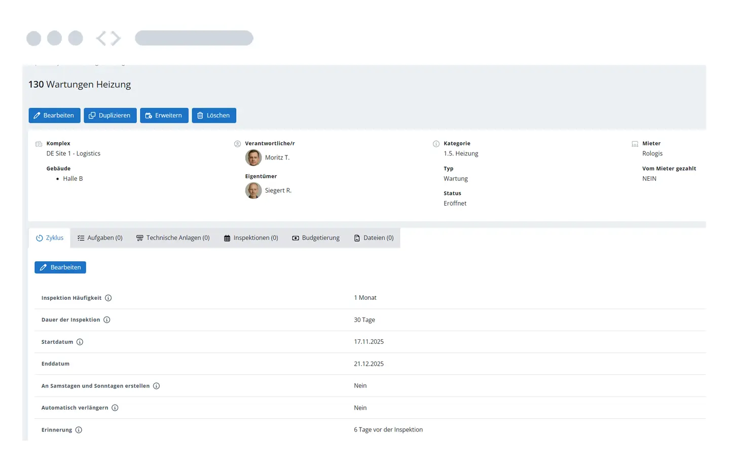 Wartungsplanung Wartungsplanung